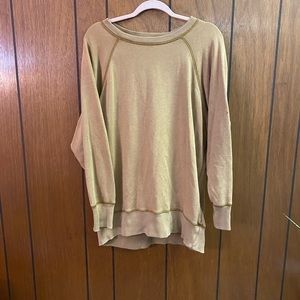 Aerie Oversized Camel Crew Neck Sweater Size M